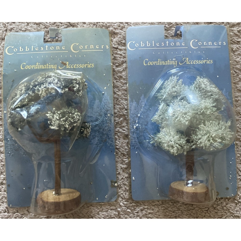 Cobblestone Corners Lot of 2 Coordinating Accessories Trees